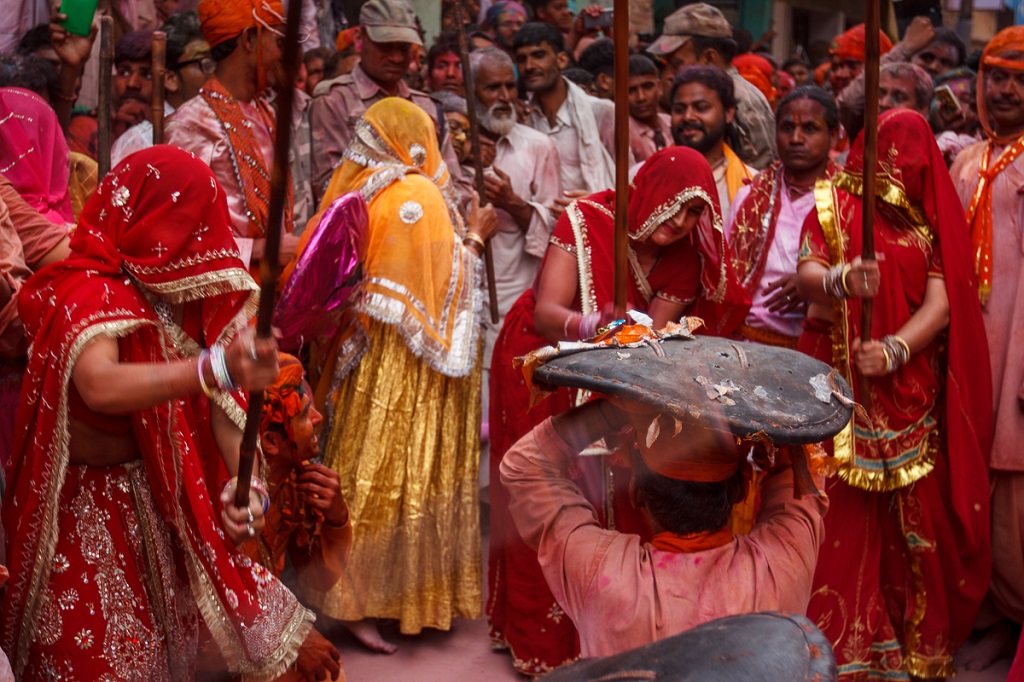 Lathmar Holi celebrations in Barsana is one of the best places to celebrate holi in India