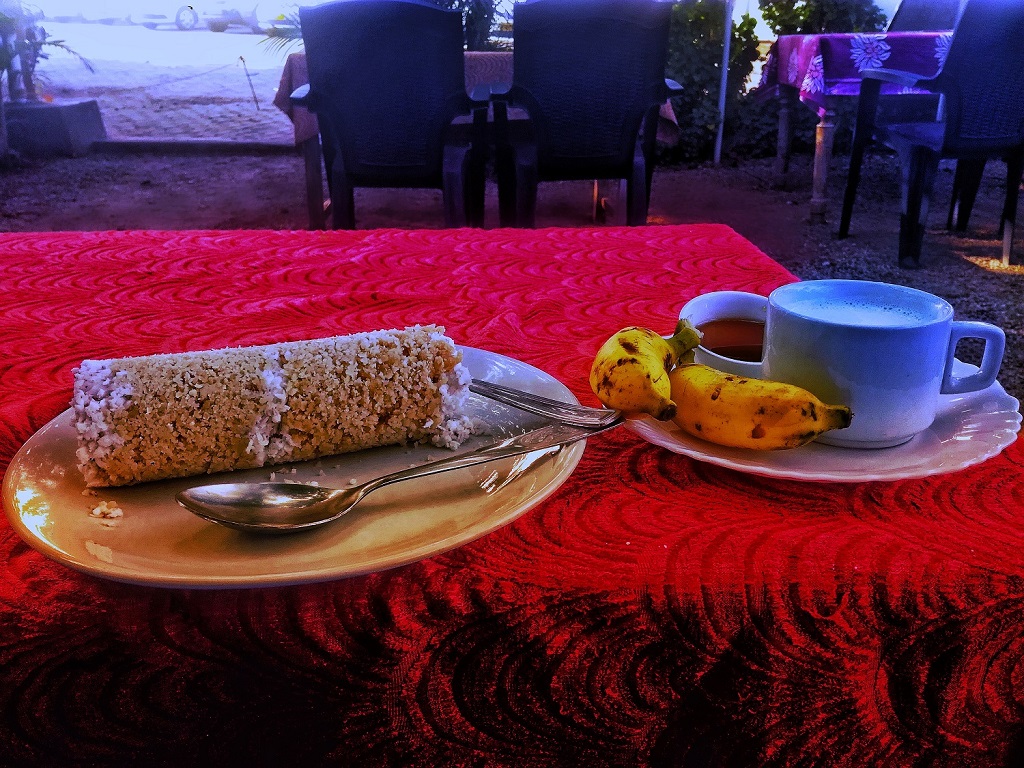 Wheat Puttu with banana and honey in varkala cliff