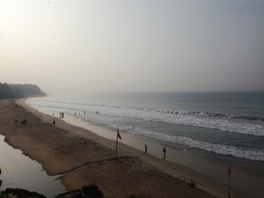 Beautiful view of Varkala Beach from the top of the cliff