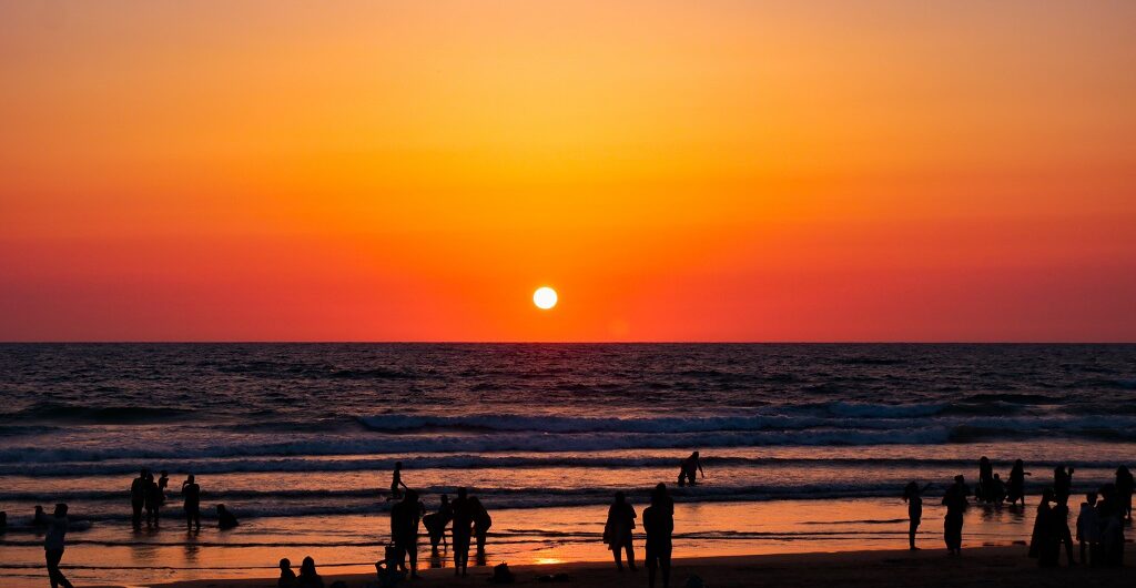sunset at baga beach goa